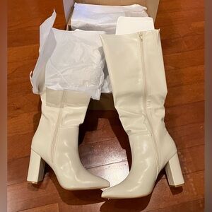 Matisse (BEACH) Faithfull Knee High Cream Vegan Leather Boots/High Heeled/Size 8